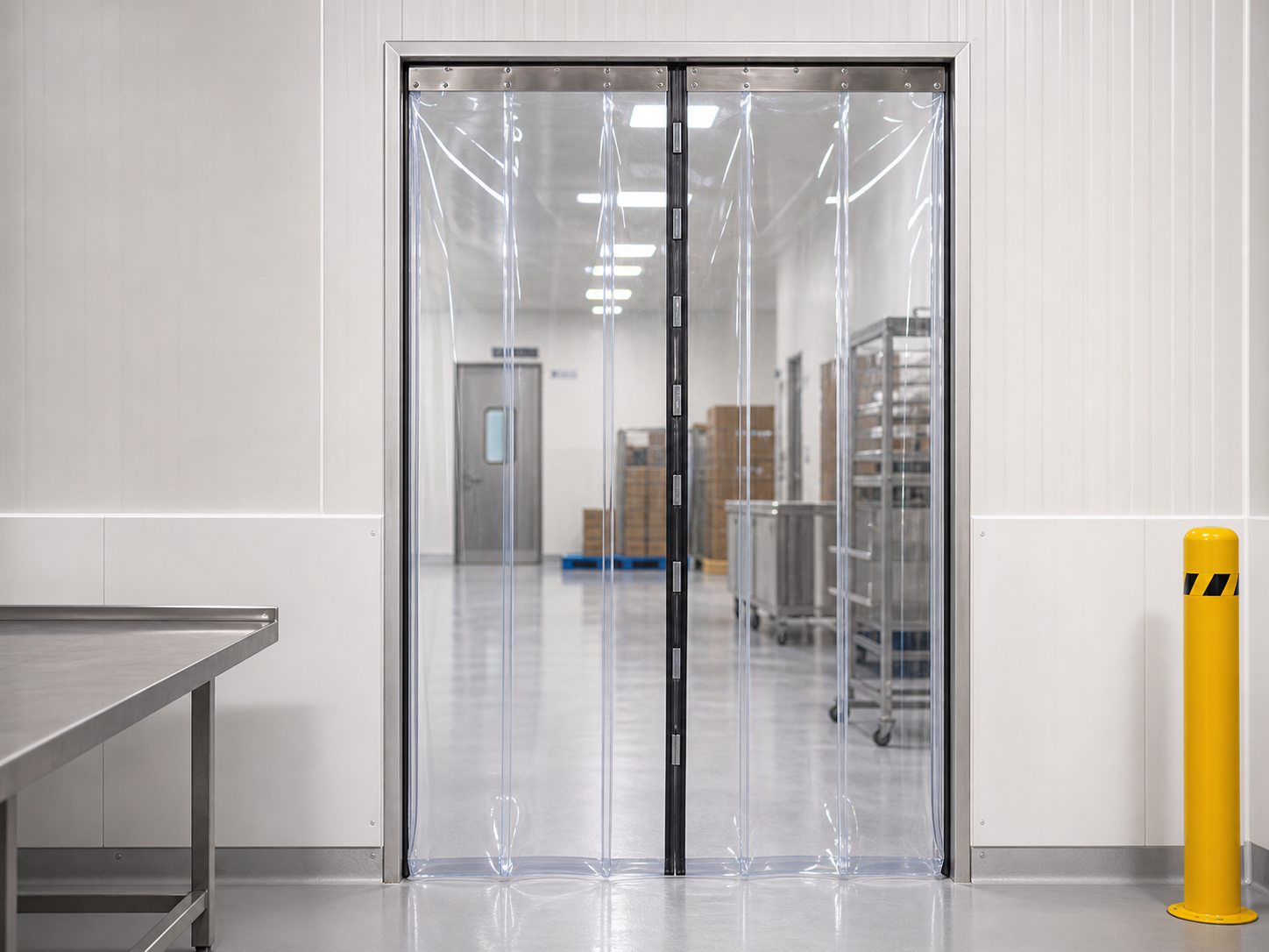 Magnetic PVC door curtain for pedestrian industrial access