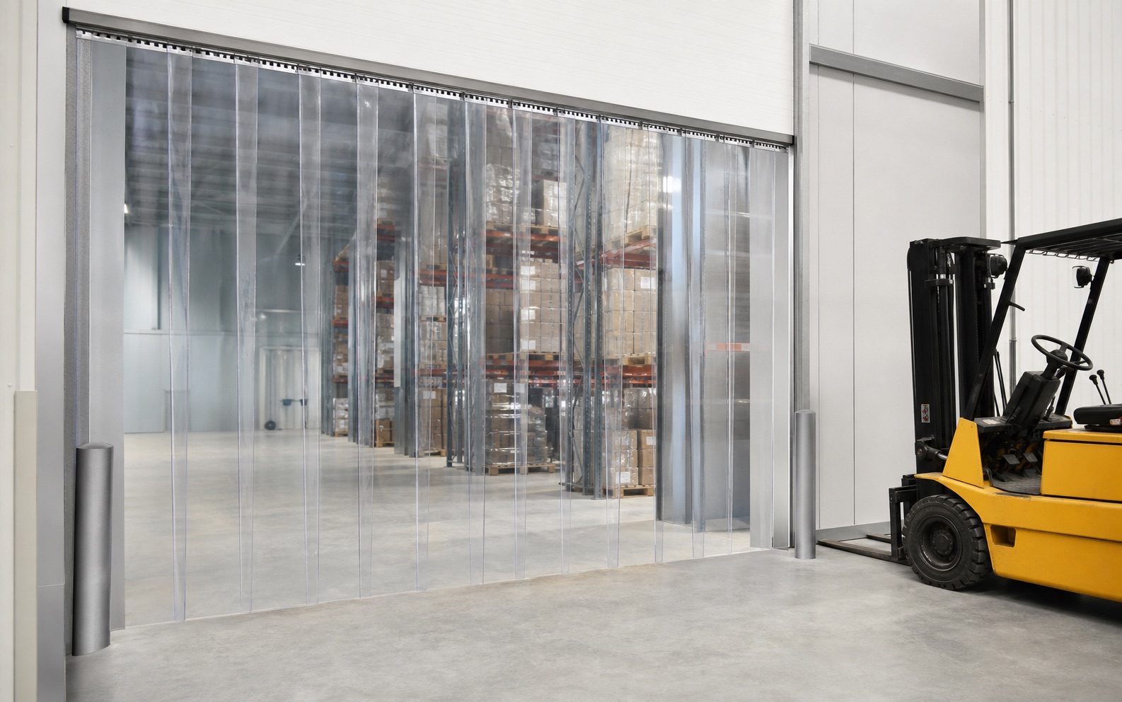 PVC strip curtain used for warehouse loading bay separation